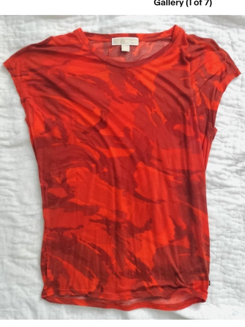 Vintage Michael Michael Kors 90s Y2K Camo Orange Women's Cap Sleeve Top Size XS